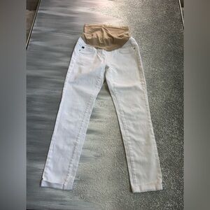 AG Adriano Goldschmied Women's Cream Straight Leg Jeans maternity